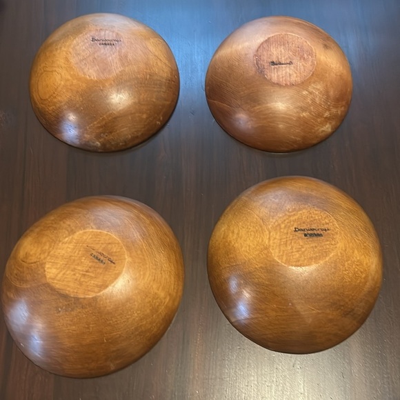 Vintage Baribocraft Canada Set Of 4 Maple Salad Bowls Mid Century Modern - Picture 6 of 11